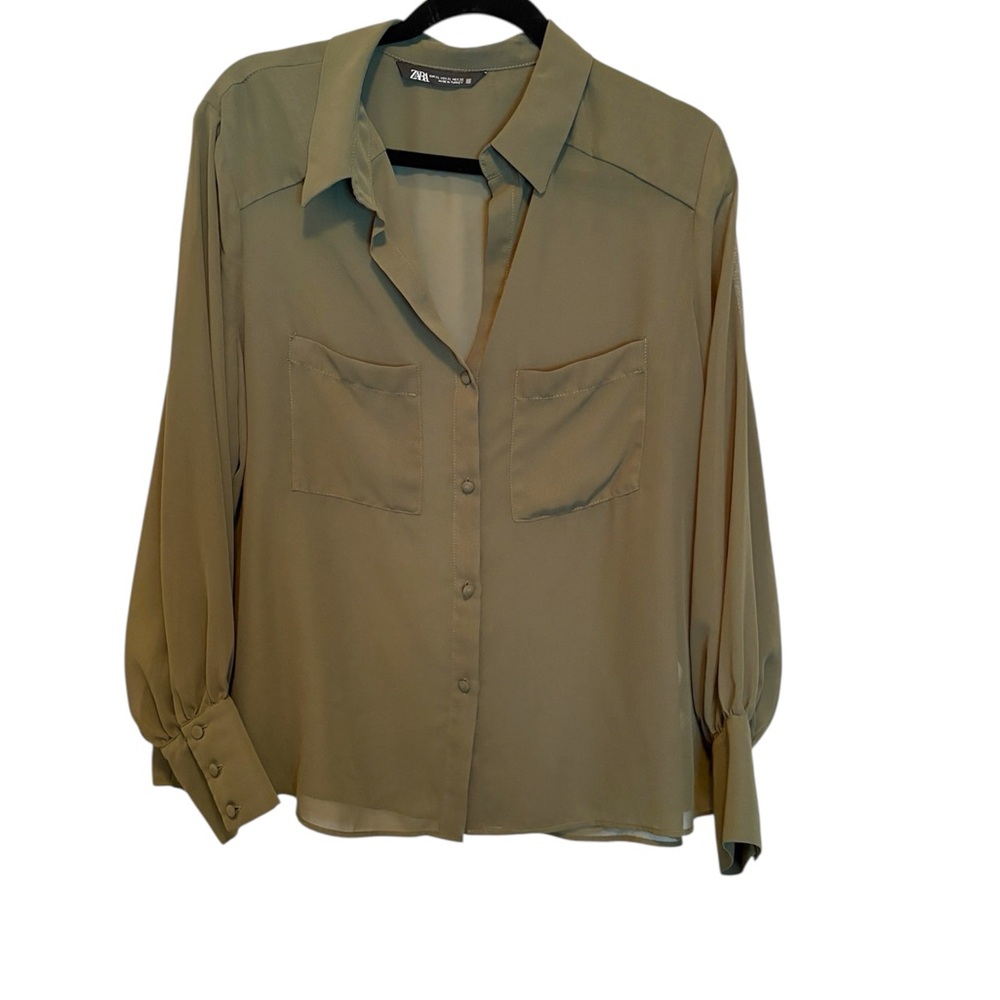 Zara Olive Button Down Shirt